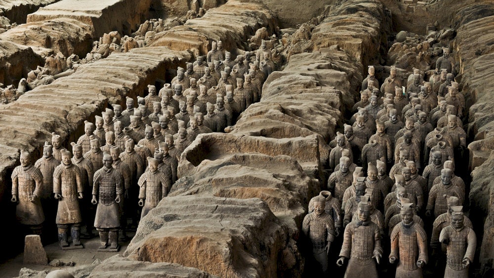 The Terracotta Army is famous for the large number of statues of soldiers, horses and chariots buried with Emperor Qin Shi Huang